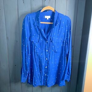 GAP Royal Blue Button-Front White Stars B/D Shirt | Size XL